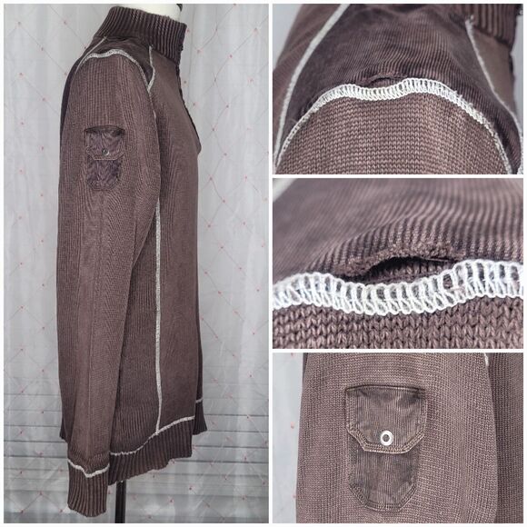 BKE Buckle Brown 1/4 Zip Quarter Zip‎ Standard Fit Sweater Size Large - Picture 3 of 7